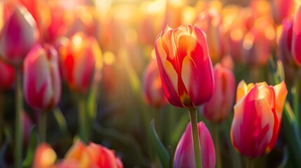 Vibrant Red and Yellow Tulip in Sunlight