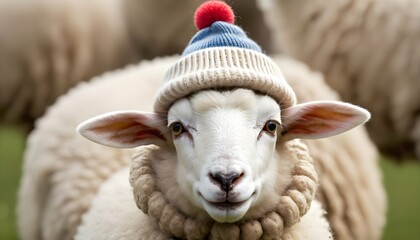 A Sheep Wearing A Tiny Hat Upscaled 4