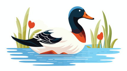 Illustration of stylized duck. Image of wild bird 
