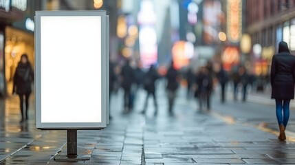 Vertical advertising stand mockup with blank street billboard and urban city background on street - obrazy, fototapety, plakaty