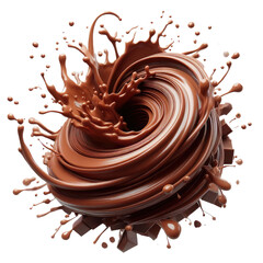 Isolated chocolate splash on a Clear PNG Canvas, Generative AI