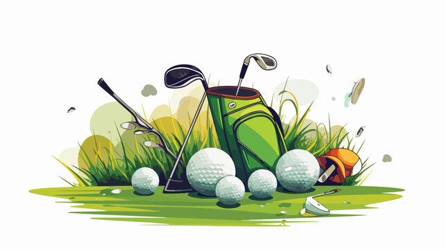 Illustration with golf items. Sport club image. 