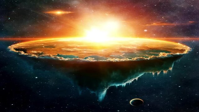 The illusion of a flat earth with a touch of vintage sunlight lighting smoke is a stunning celestial astronomy backdrop