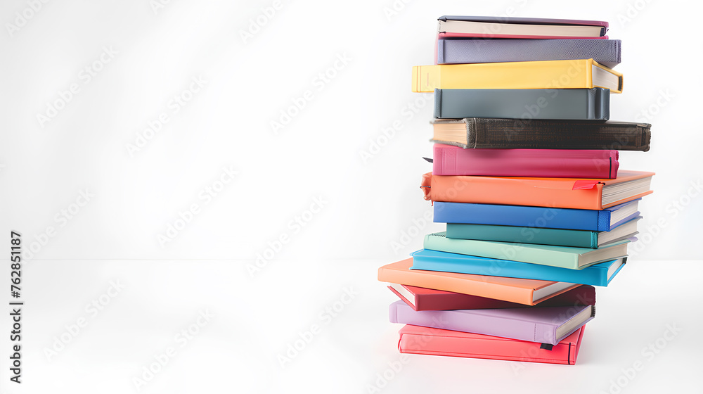 Wall mural a stack of colorful notebooks on top of each other. the books are of different colors and sizes. con