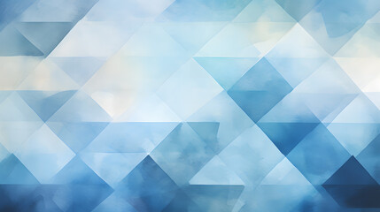 Blue background with geometric shapes and a watercolor texture  in a light blue color