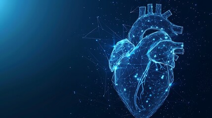 Fototapeta premium Human heart, Polygonal technology heart, 