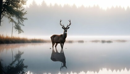 A Delicate Deer Sipping From A Crystal Clear Lake Upscaled 4