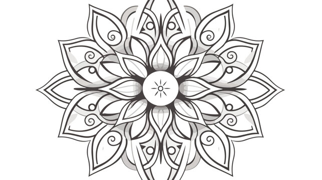 Mandala pattern coloring page art flat vector 