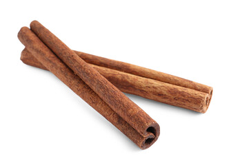 Two aromatic cinnamon sticks isolated on white