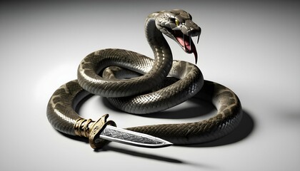 A Snake With Its Body Wrapped Around A Sword Like Upscaled 2