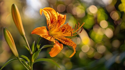 Vibrant Tiger Lily Macro Photography in Sunlight