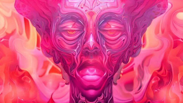 Abstract Psychedelic Liquid Human Face Art with Ai generated.
