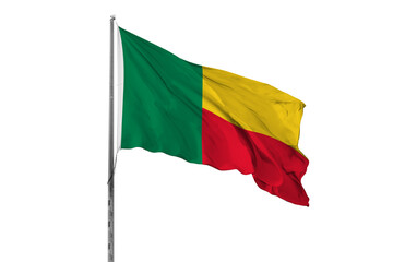 Waving Benin country flag, isolated