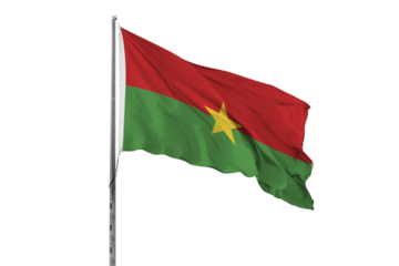 Waving Burkina Faso country flag, isolated
