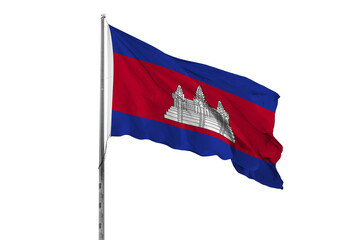 Waving Cambodia country flag, isolated