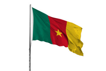 Waving Cameroon country flag, isolated