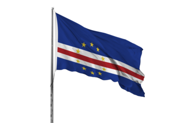 Waving Cape Verde country flag, isolated