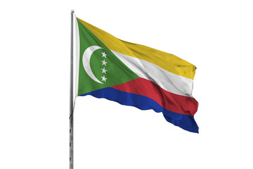 Waving Comoros country flag, isolated