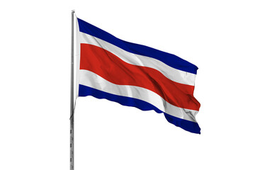Waving Costa Rica country flag, isolated