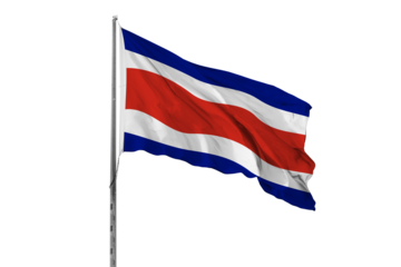 Waving Costa Rica country flag, isolated