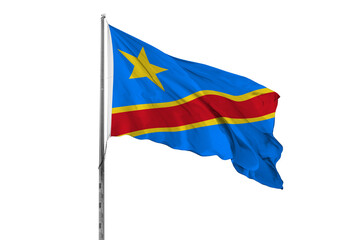 Waving Democratic Republic of the Congo country flag, isolated