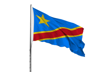 Waving Democratic Republic of the Congo country flag, isolated