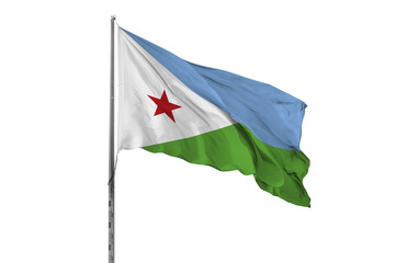 Waving Djibouti country flag, isolated