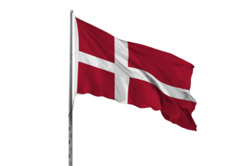 Waving Denmark country flag, isolated