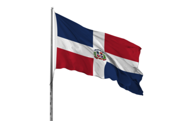 Waving Dominican country flag, isolated