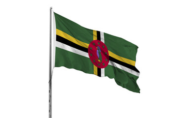 Waving Dominica country flag, isolated