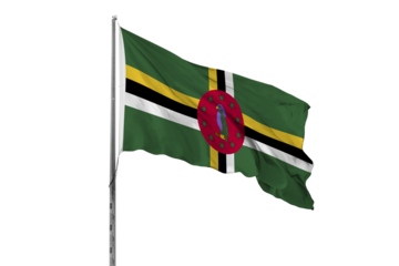 Waving Dominica country flag, isolated