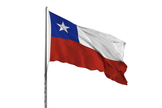 Waving Chili country flag, isolated