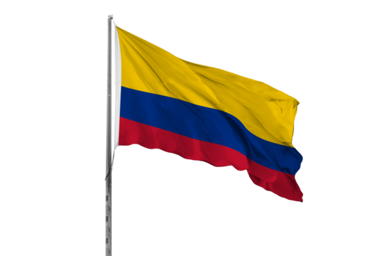 Waving Colombia country flag, isolated