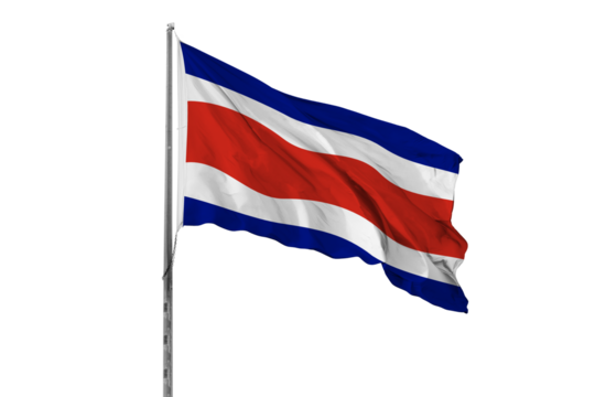 Waving Costa Rica country flag, isolated
