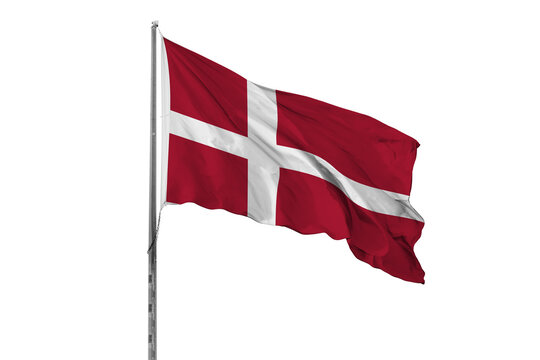 Waving Denmark country flag, isolated