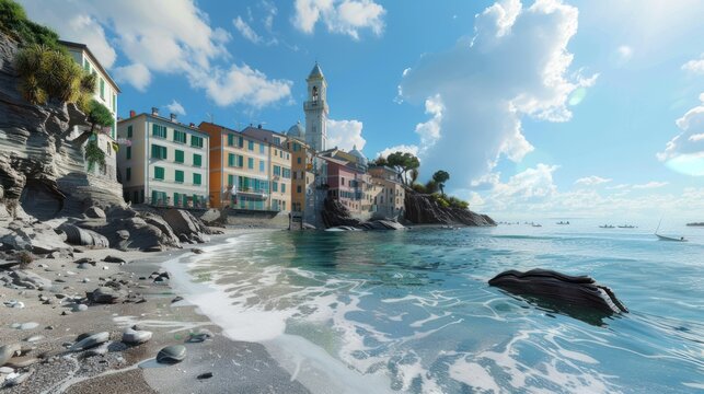 Beach of the fishing town of Bogliasco 