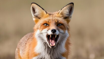 A Fox With Its Mouth Open Calling Out Upscaled