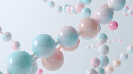 3D rendering of pastel-colored floating spheres on a light background. Abstract composition for modern design, wallpaper, or advertising