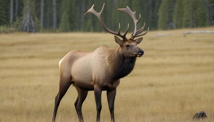 An Elk With Its Head Raised Alert To The Sound Of Upscaled 4
