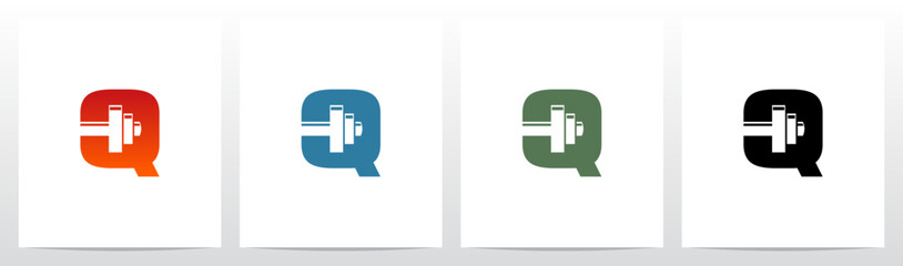 Dumbbell Barbell on Letter Initial Logo Design Q