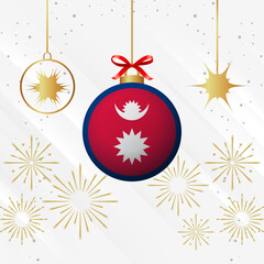 Christmas Ball Ornaments Nepal Flag Celebration