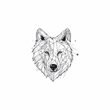 Geometric colorful wolf logo vector icon design template