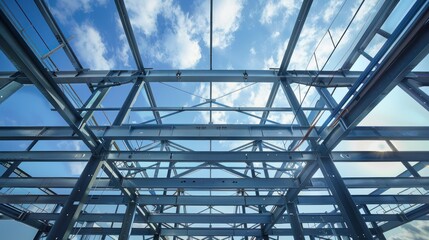The steel structure of industrial building.
