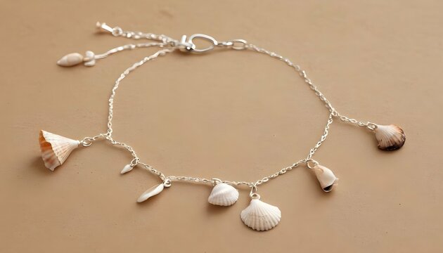 A Delicate Anklet Adorned With Tiny Seashell Charm Upscaled