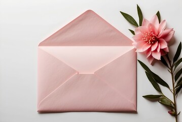 Pink envelope with flowers. Happy Mother's Day envelope.