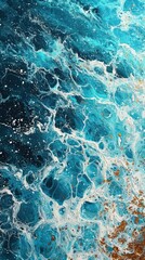 An abstract painting of the ocean with waves. Generative AI.