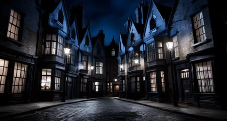 Keuken foto achterwand an image of the dark empty streets at night © Alexander