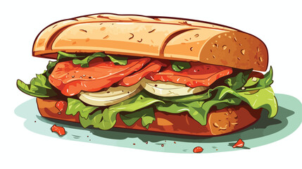 Salmon sandwich illustration vector flat vector 