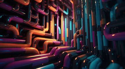 Abstract colour 3D pipe vector background. - obrazy, fototapety, plakaty