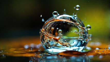 Closeup macro image of a bursting water drop